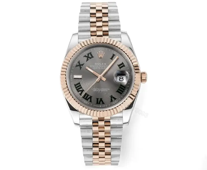 View 1 of Rolex Datejust 41 Everose Rolesor Fluted Jubilee Slate Roman Dial Watch 126331-0016