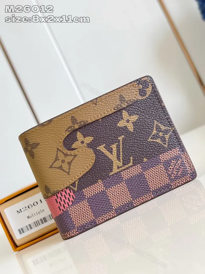 View 1 of Compact Luxe Wallet with Monogram Pattern Luxury Wallet, Two-Tone