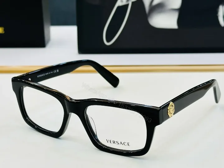 View 1 of Elegant Black Acetate Frames – Gold Medusa Detail, Rectangular