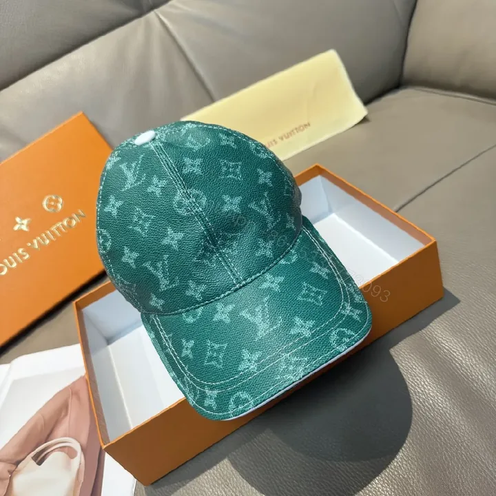 View 1 of Patterned Cap with Signature Monogram: Teal Luxury Cap