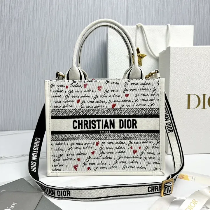 View 1 of Statement Quilted Satchel: Dior Heart-Texture Luxury Tote
