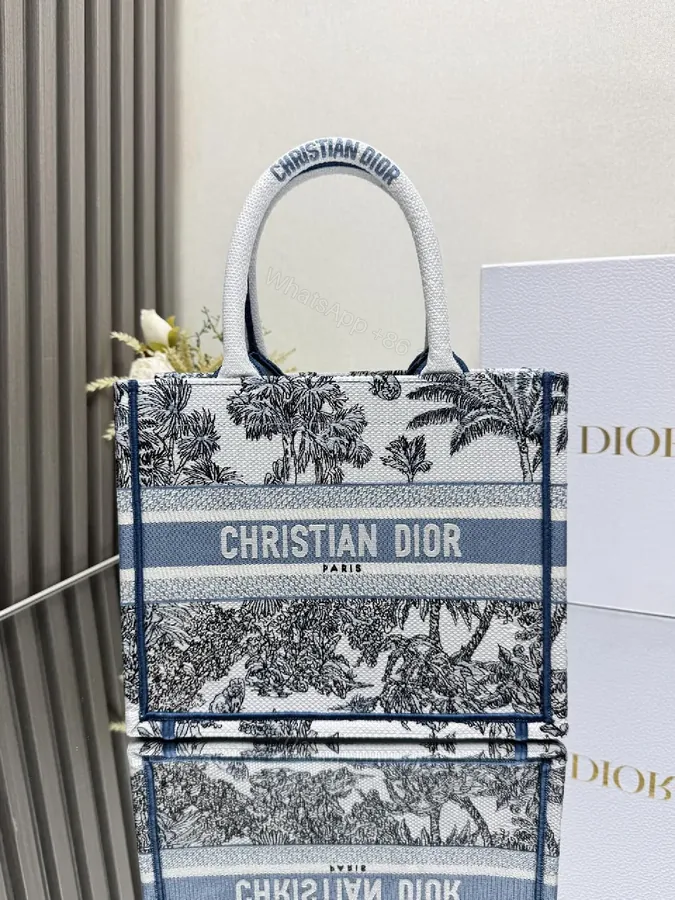 View 1 of Bold Coastal Canvas Tote: Structured, Palm-Print Tote