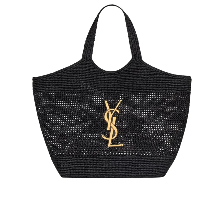 View 1 of Saint Laurent Icare In Raffia Black 45Cm 772191GAAFM1000