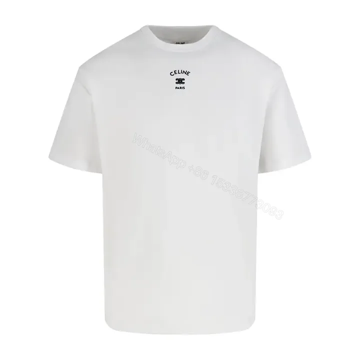 View 1 of Lux White Cotton Minimal Tee with Subtle Chest Logo