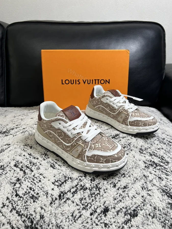 View 1 of LV A貨男女款老花休閒板鞋卡其拼色經典百搭潮流運動鞋