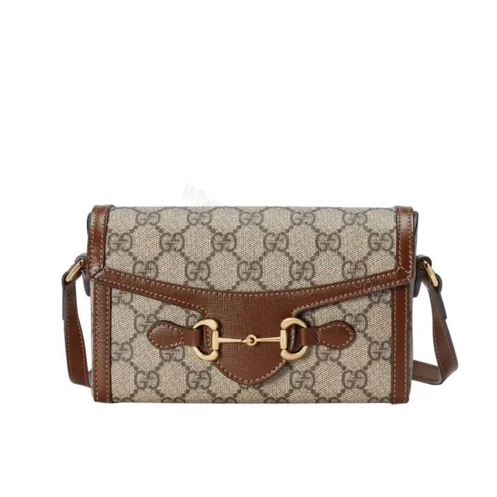 View 1 of Gucci Horsebit 1955 Mini Bag‎ Beige And Dark Brown GG Supreme 18Cm 699296 92TCG 8563