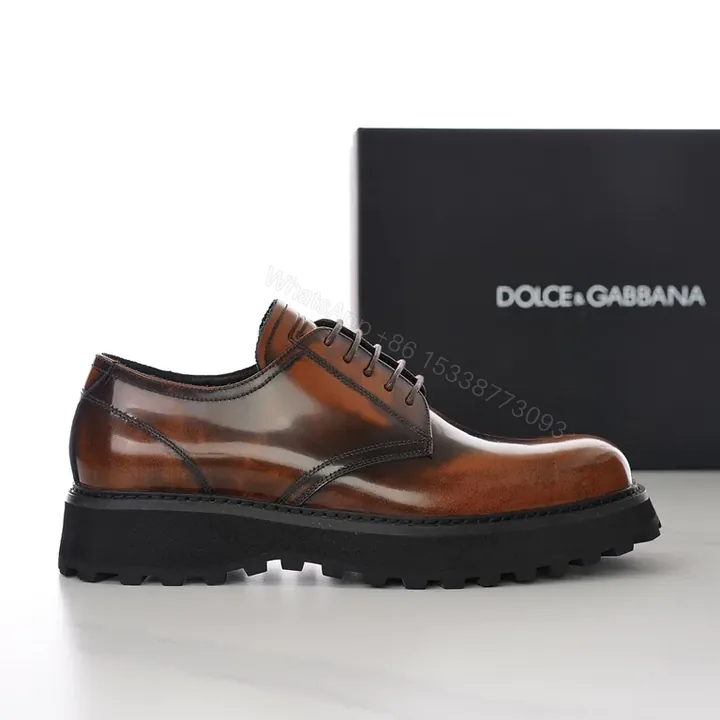 View 1 of Glossy Cognac Leather Derby: City-Polish, All-Day Comfort Derby