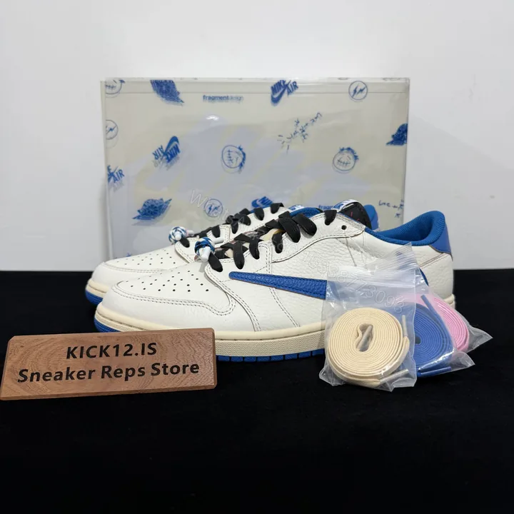 View 1 of Jordan 1 Retro Low OG SP Fragment x Travis Scott Sail Military Blue 2025