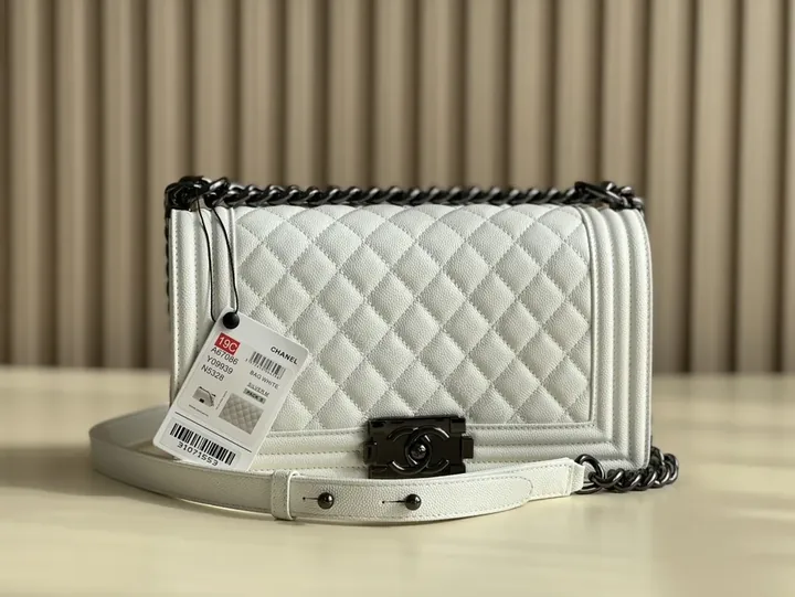 View 1 of Chanel-Style Quilted Crossbody Bag with Chain Strap