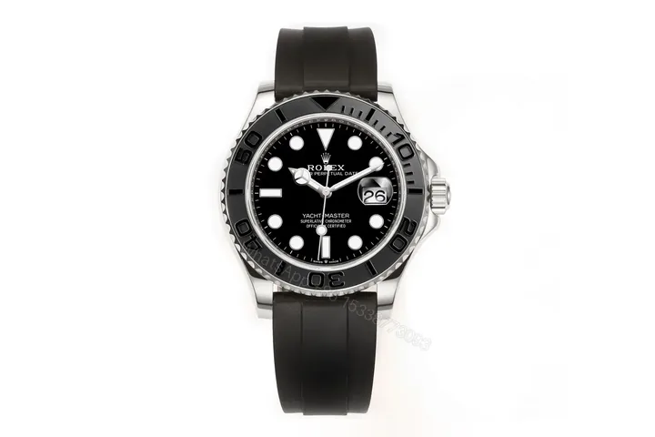View 1 of DJ Factory Clean Factory Rolex Yacht-Master Black Dial Rubber Strap