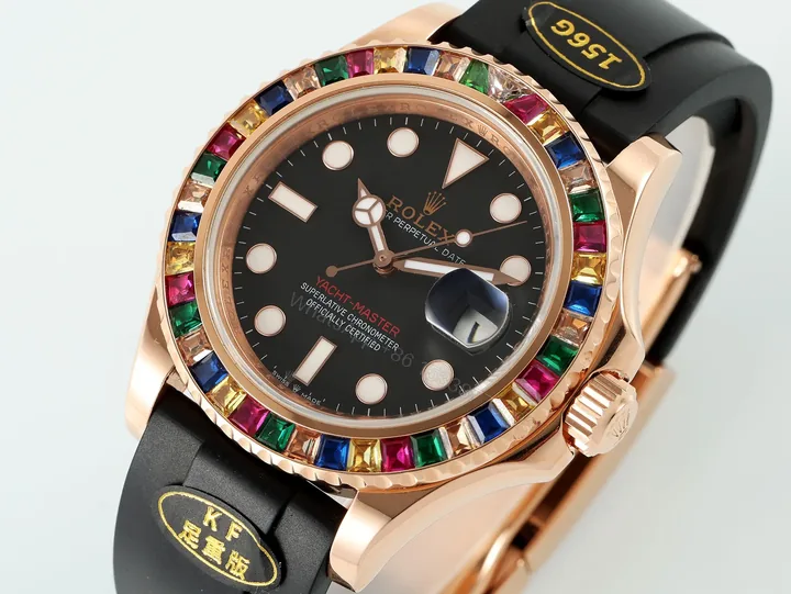 View 1 of BT Factory Clean Factory KF Rolex Yacht-Master Black Gem-Set Watch
