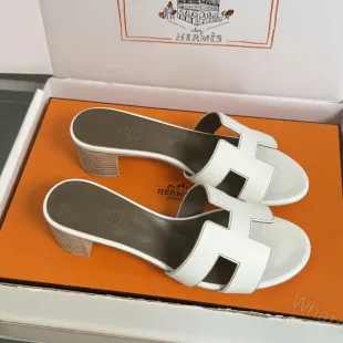 View 1 of Hermès Replica Oran Heeled Sandals White