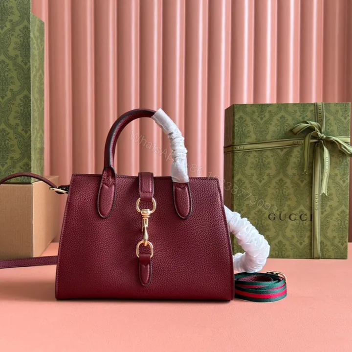 View 1 of SMALL JACKIE TOTE 24 IN BURGUNDY LAMBSKIN