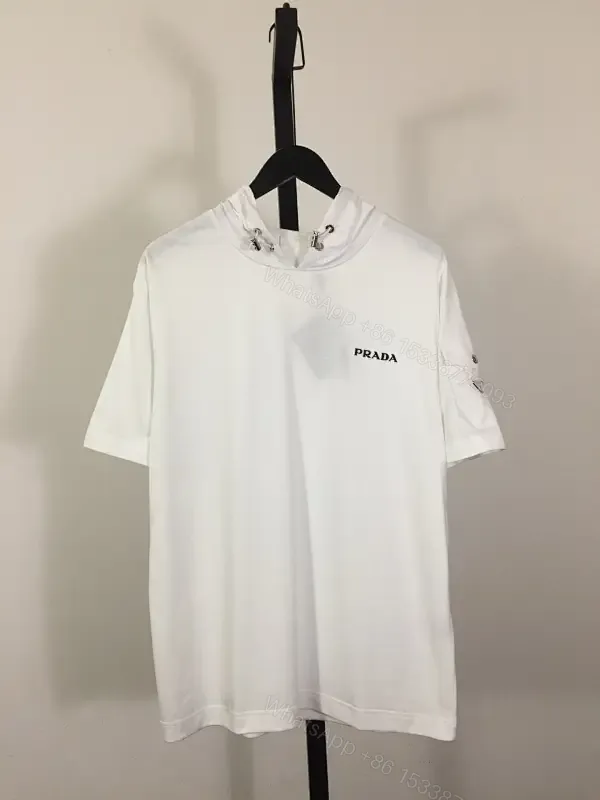 View 1 of White Cotton Zip-Neck Tee with Subtle Logo, Modern Luxe Streetwear