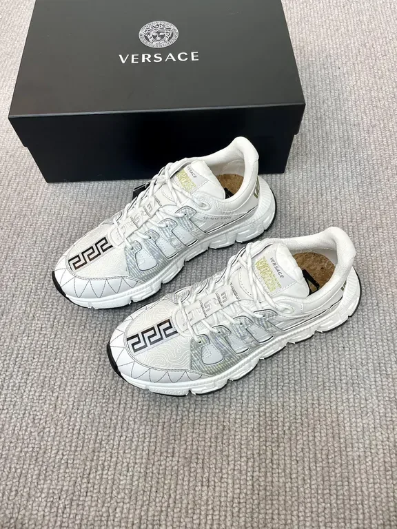 View 1 of Crisp White Versace Leather Sneaker - Luxe Textured Edge