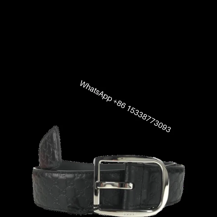 View 1 of GUCCI CALFSKIN MONOGRAM BLACK BELT SILVER METAL 4CM
