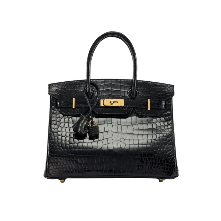 View 1 of Hermes Birkin 30 Shiny Porosus Crocodile Black 30Cm