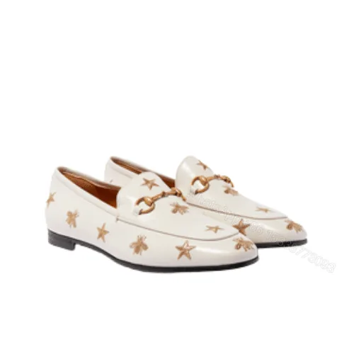 View 1 of Gucci Jordaan Embroidered Bee And Starleather Loafer White