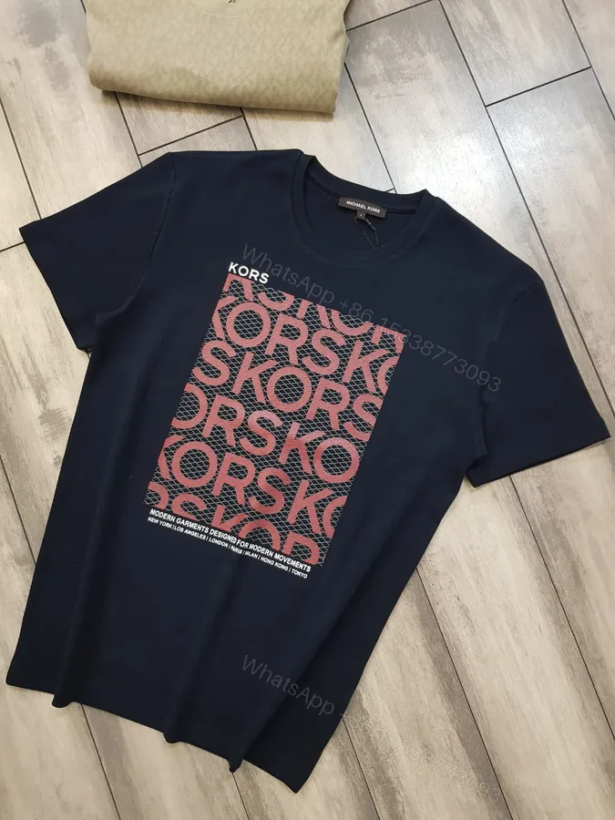View 1 of Michael Kors Premium Round Neck T-Shirt Kors Printed Black First Copy | AAA+ Replica
