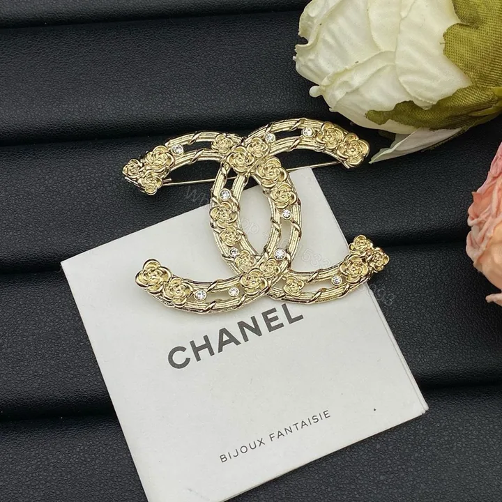 View 1 of Chanel Metal Camellia CC Brooch