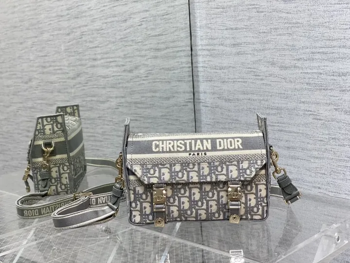 View 1 of Lux Embroidered Messenger: Structured Dior-Detail Bag