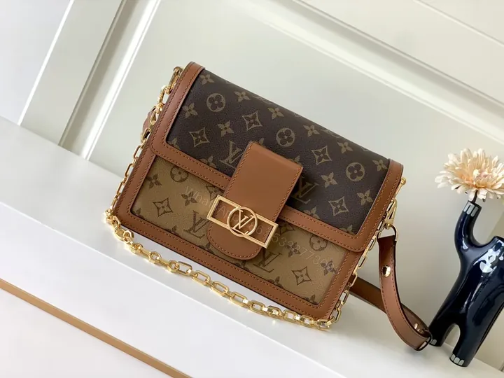 View 1 of Chocolate Monogram Leather-Trim Carryall: Timeless, Versatile Luxury Bag