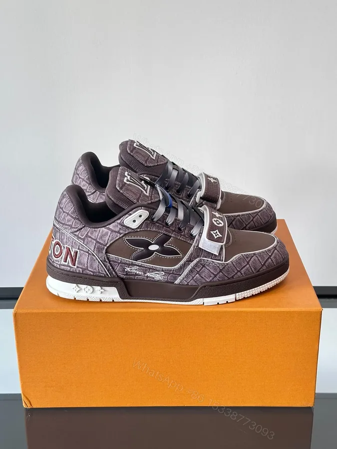 View 1 of LV Men Brown Textile Sneakers