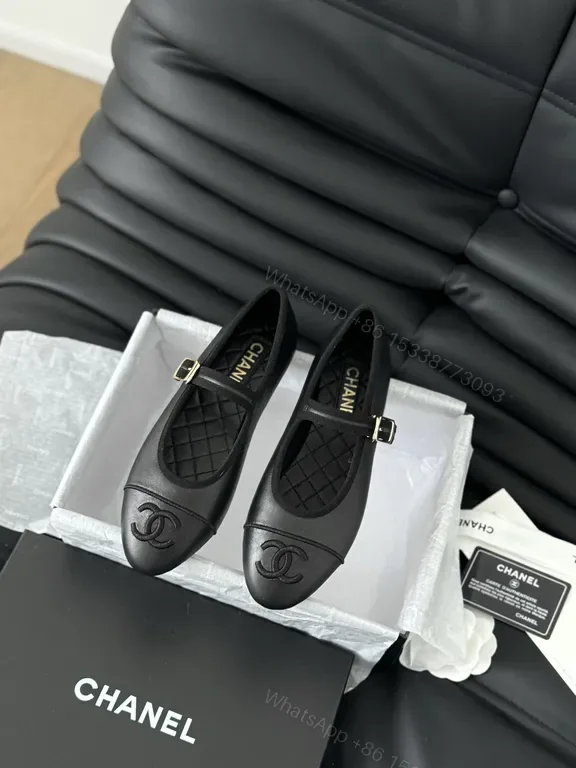 View 1 of Chanel-Inspired Black Leather Mary Janes: Luxe Comfort Flats