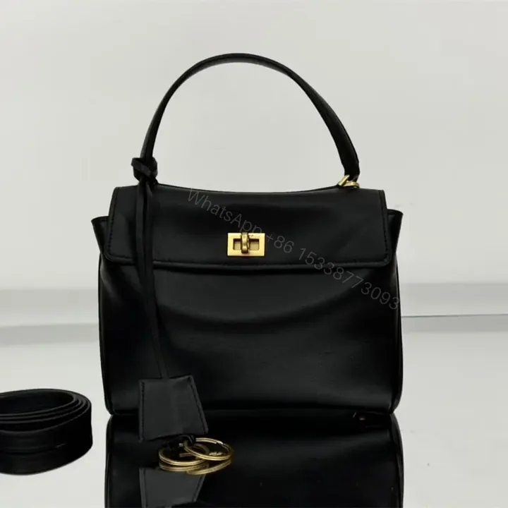 View 1 of 高仿Balenciaga*Rodeo系列V21000小牛皮手袋黑金Mini免檢版