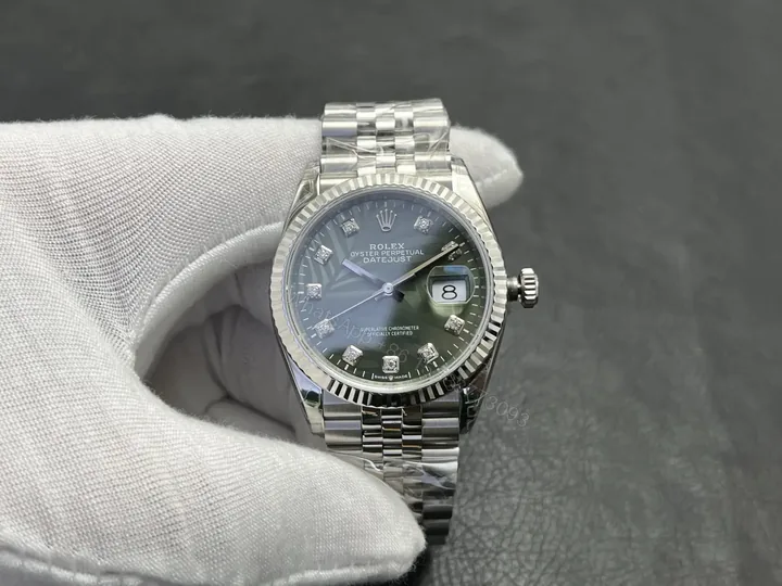 View 1 of Rolex Datejust 36 Stainless Steel Diamond Green Palm Jubilee 126284RBR-0047