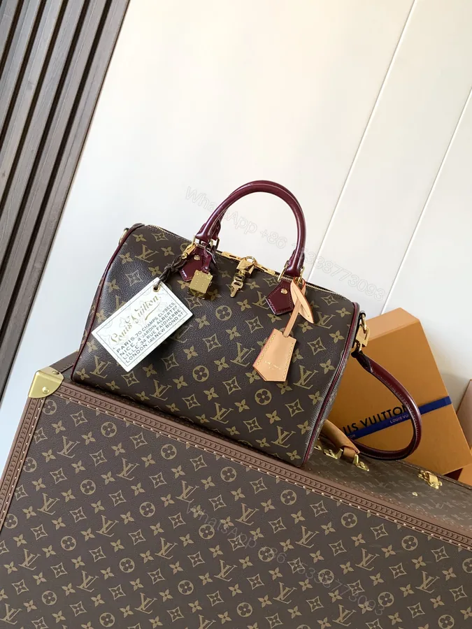 View 1 of LV 原單 女款 Monogram 酒紅 Speedy 手提斜背包
