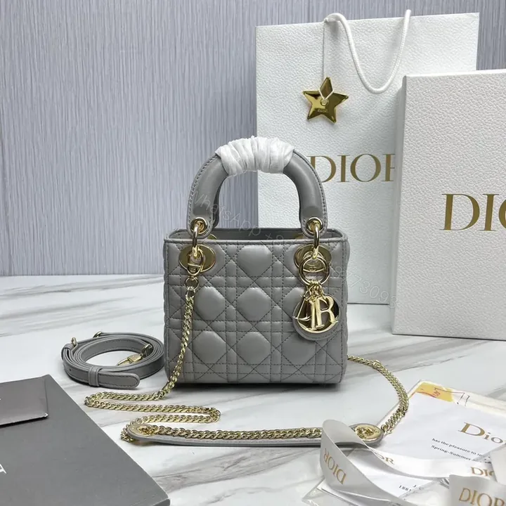 View 1 of Grey Quilted Charm Mini Handbag: Couture-Grade Luxury Bag