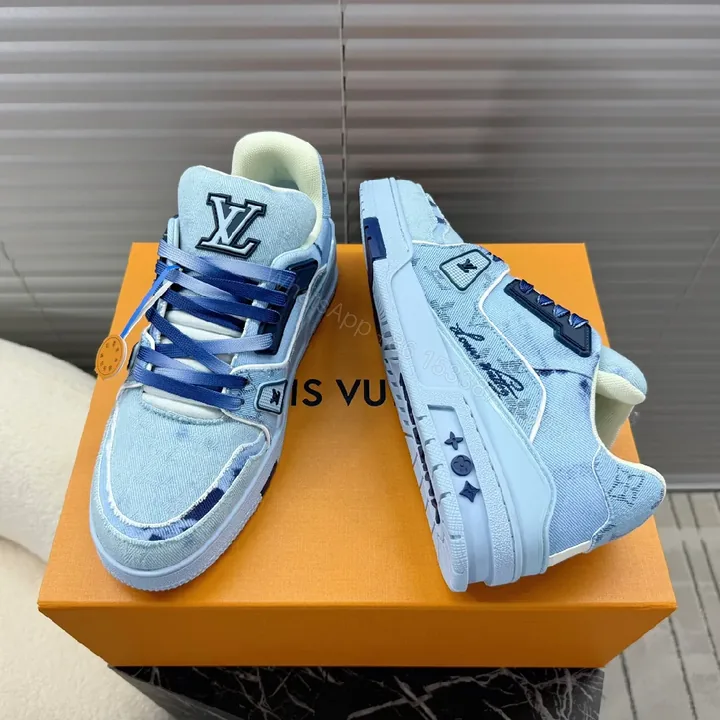 View 1 of Denim-Texture Luxe High-Top Sneaker: Comfort & Flair