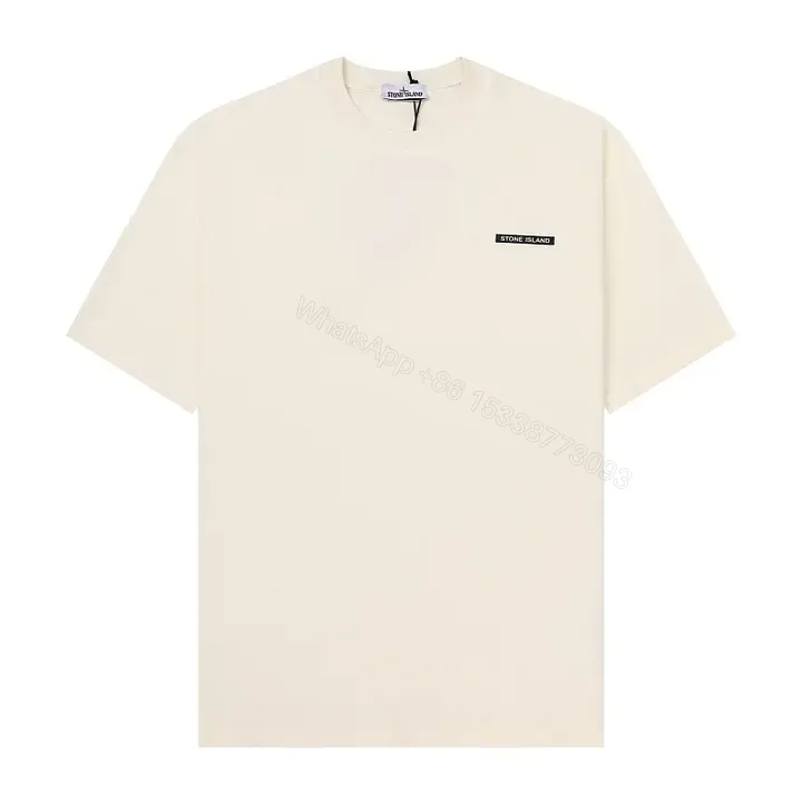 View 1 of Beige Cotton T-Shirt with Stone Island Logo