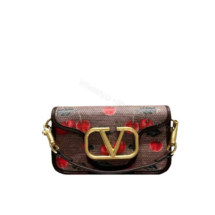 View 1 of VALENTINO GARAVANI LOCÒ CHERRYFIC MOTIF SMALL SHOULDER BAG BROWN 20CM