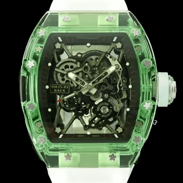 View 1 of Richard Mille RM 35-01 Super Clone: Rafael Nadal Green Automatic Skeleton