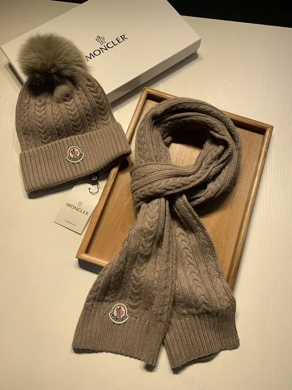 View 1 of Cozy Cable Knit Hat & Scarf Set â€” Luxury Warmth, Taupe/Greige