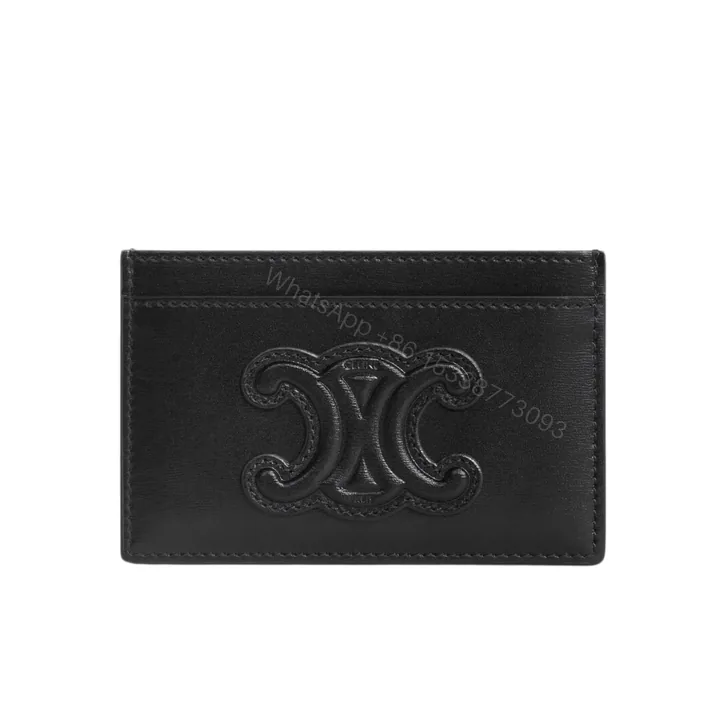 View 1 of CELINE CARD HOLDER IN SMOOTH LAMBSKIN TAN BLACK 9CM
