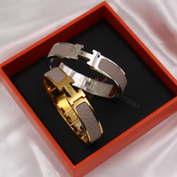 View 1 of Hermes Marron Glace Enamel Clic H Bracelet Replica