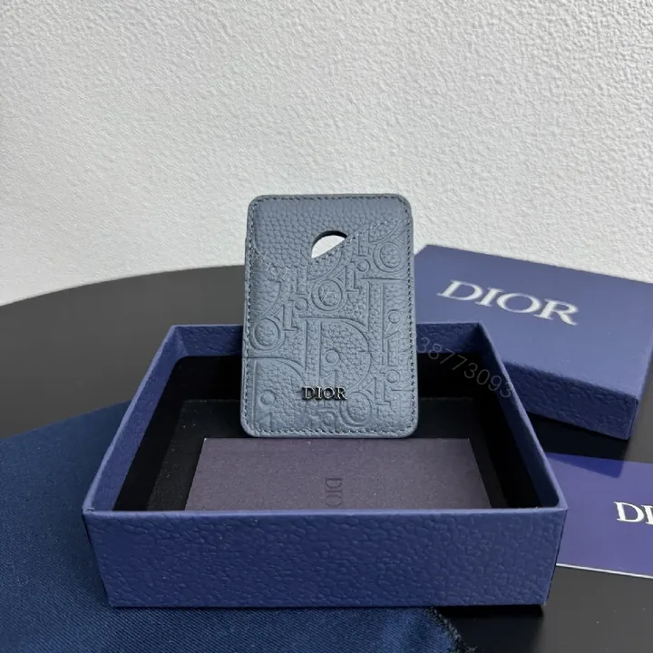 View 1 of Textured Monogram Card Case - Slim Luxury Leather Wallet