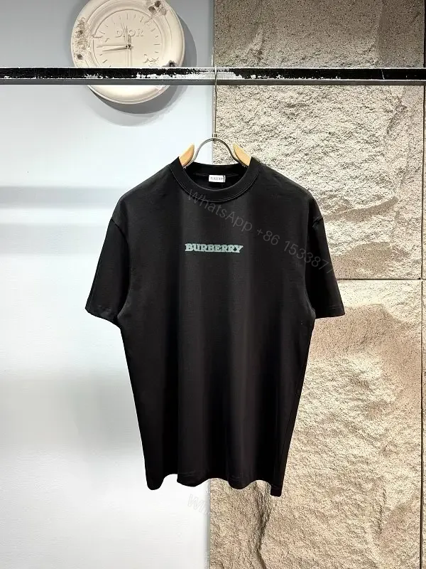 View 1 of Black Cotton Short-Sleeve Crewneck Small Light Blue-Green Logo T-Shirt