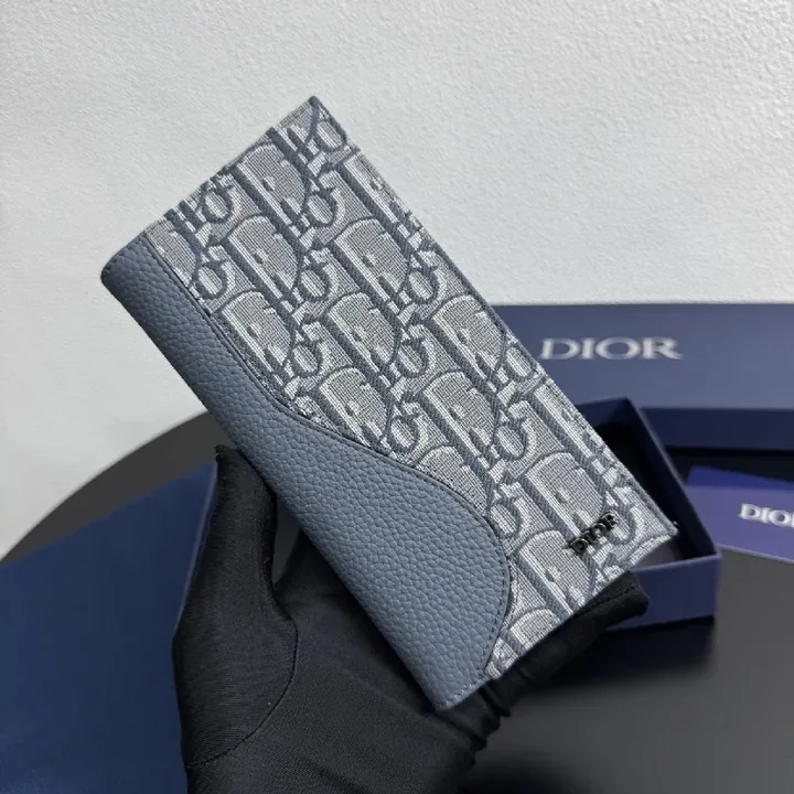View 1 of Slate Denim Monogram Wallet: Pebble Leather, Slim Luxe Style