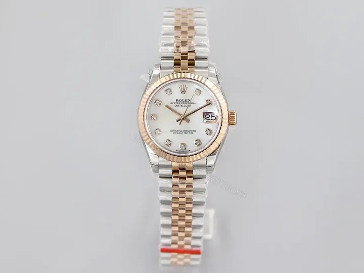 View 1 of Rolex Datejust 31 Rolesor Everose Fluted Jubilee MOP White Dial 178271-0060