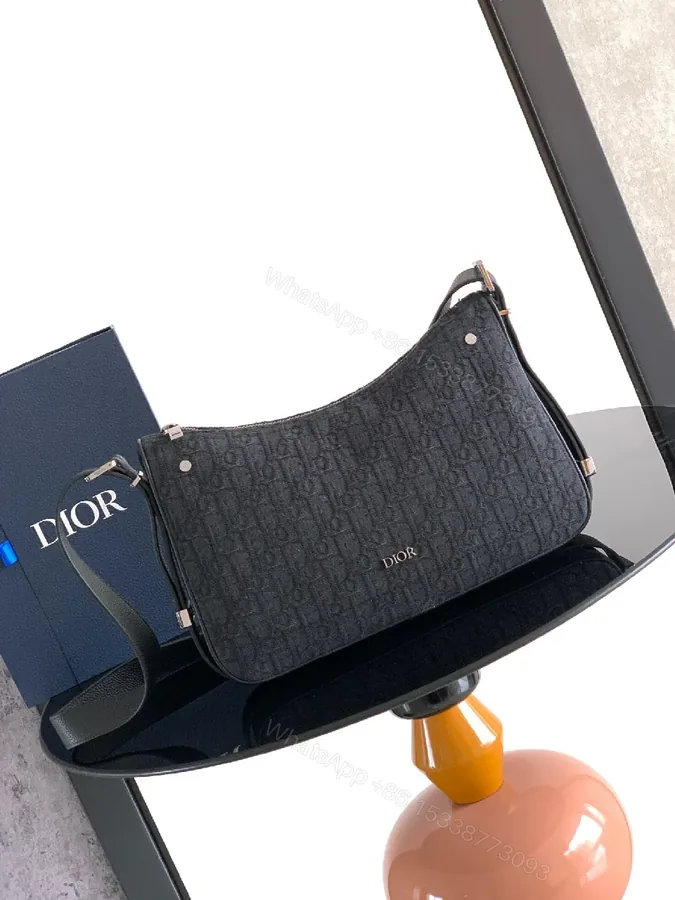View 1 of Dark Monogram Crossbody: Compact Luxury Bag, Gold Hardware