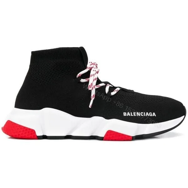 View 1 of BALENCIAGA SPEED TRAINER LACE UP BLACK RED – BB015