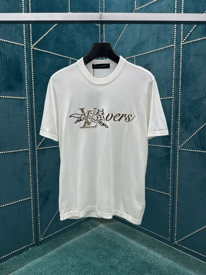 View 1 of White Cotton Tee with Subtle Designer-Style Embroidery Shirt