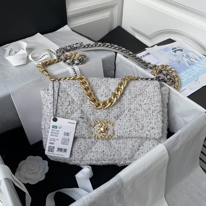 View 1 of Chanel-Inspired Tweed Flap Bag with Bold Chain â€” Luxury Everyday