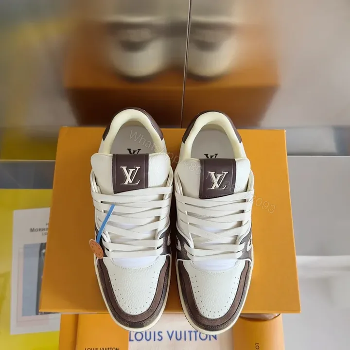 View 1 of Minimalist Luxury Sneakers: LV-Inspired Leather High-Tops