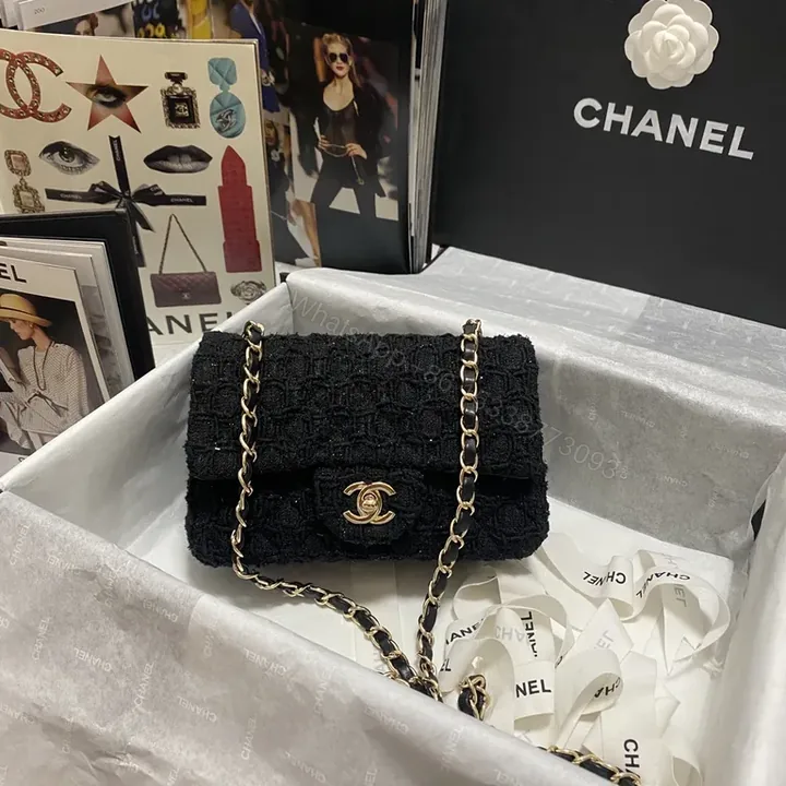 View 1 of Chic Knit Flap Bag with Gold Chain Strap - Luxury Everyday