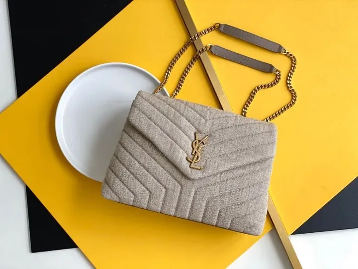 View 1 of Saint Laurent Beige Suede Y Quilted Monogram